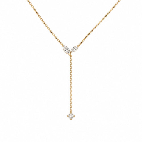 Marquise Leaf Lab-Grown Diamond Lariat Drop Necklace | Triple Jewelry