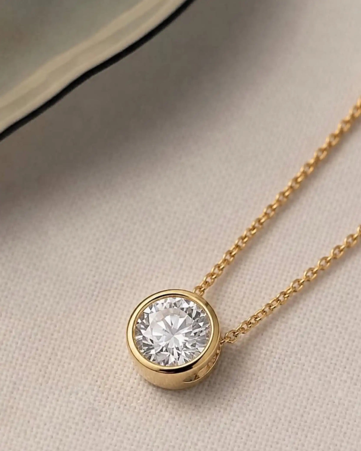 Classic Bezel Lab Grown Diamond Solitaire Pendant Necklace | Triple Jewelry