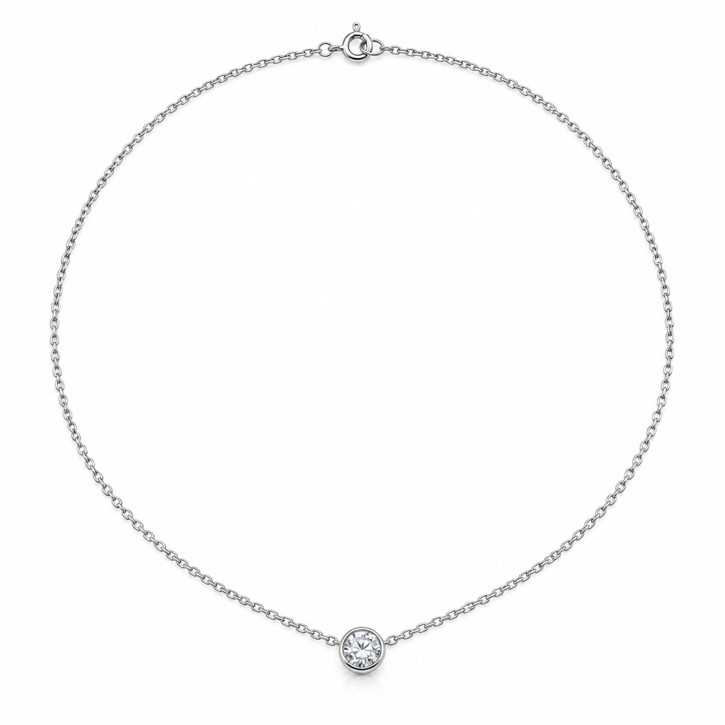 Classic Bezel Lab Grown Diamond Solitaire Pendant Necklace | Triple Jewelry