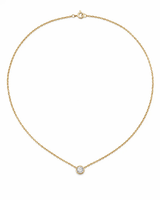 Classic Bezel Lab Grown Diamond Solitaire Pendant Necklace | Triple Jewelry