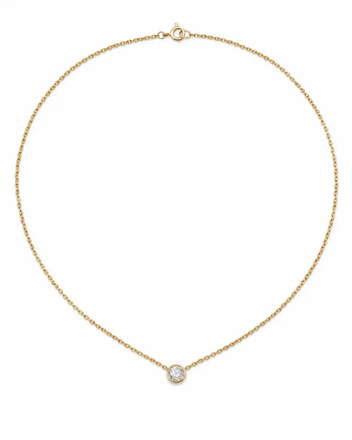 Classic Bezel Lab Grown Diamond Solitaire Pendant Necklace | Triple Jewelry