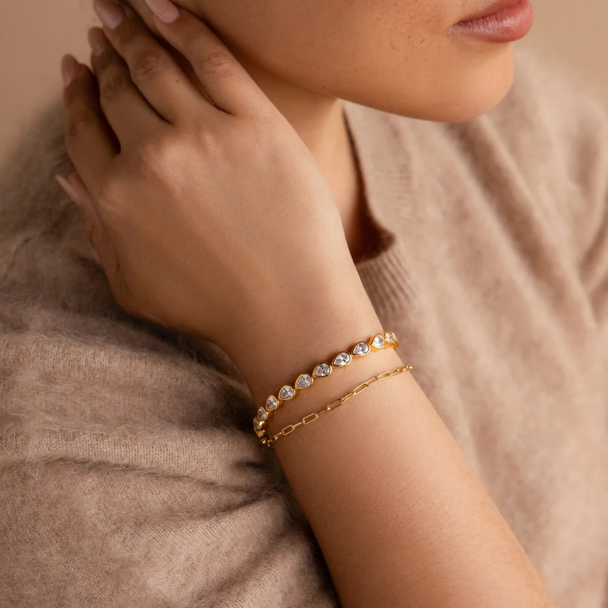 Pear Cut Bezel Set Lab Grown Diamond Tennis Bracelet Teardrop Triple Jewelry