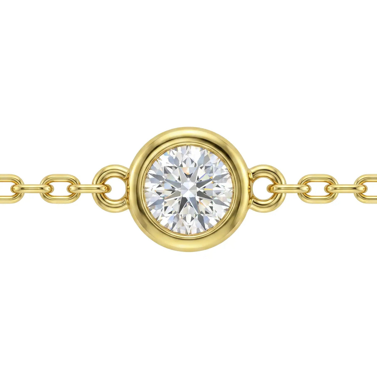 18K金經典包鑲單鑽培育鑽石手鏈 DE色 VVS 0.3-1.5克拉可調節尾鏈 - Triple Jewelry